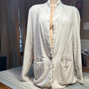 Old Navy Light Beige Textured Open-Front Blazer